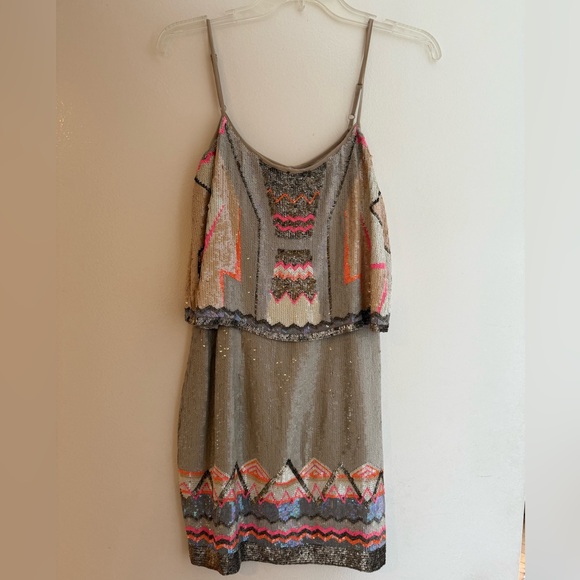 Allsaints sequin printed mini dress w/tags never worn size US 4 UK 8 - Picture 3 of 6